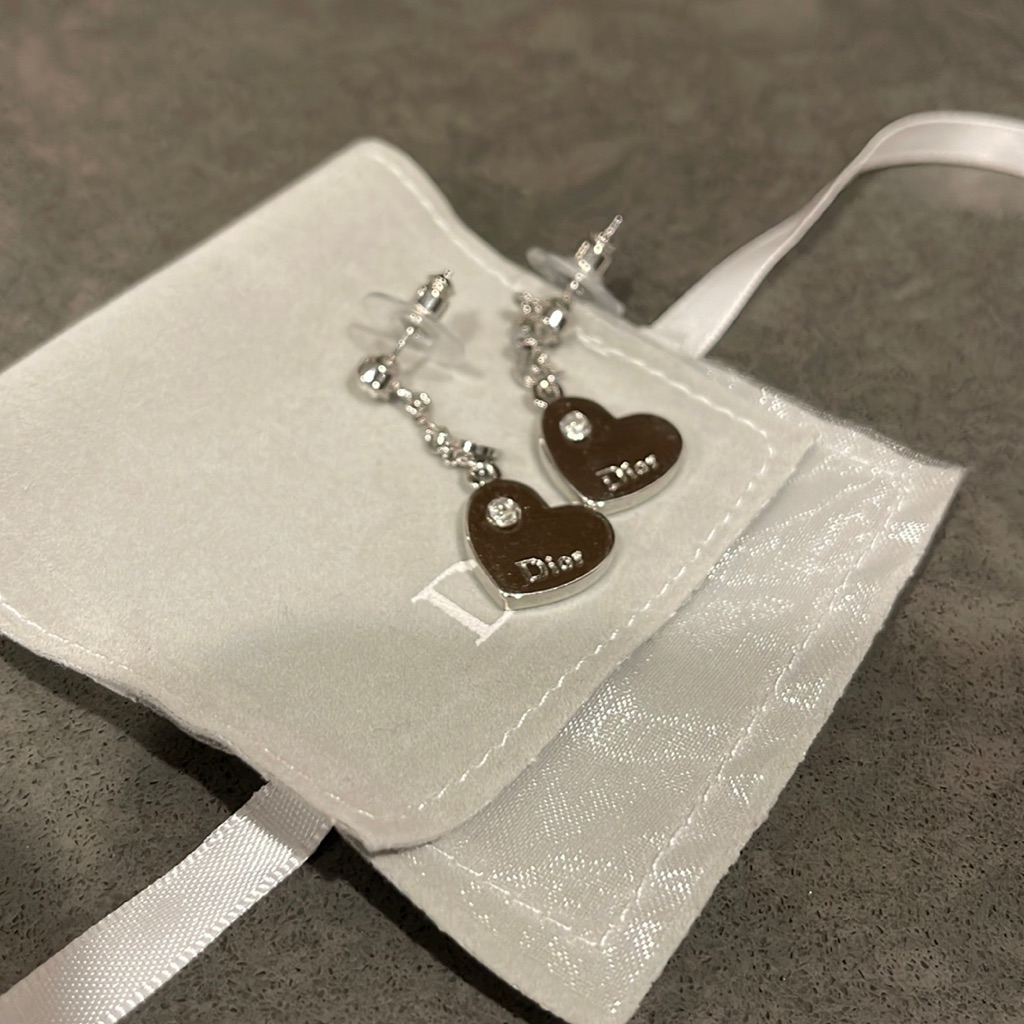 Christian Dior Heart Silver Earrings